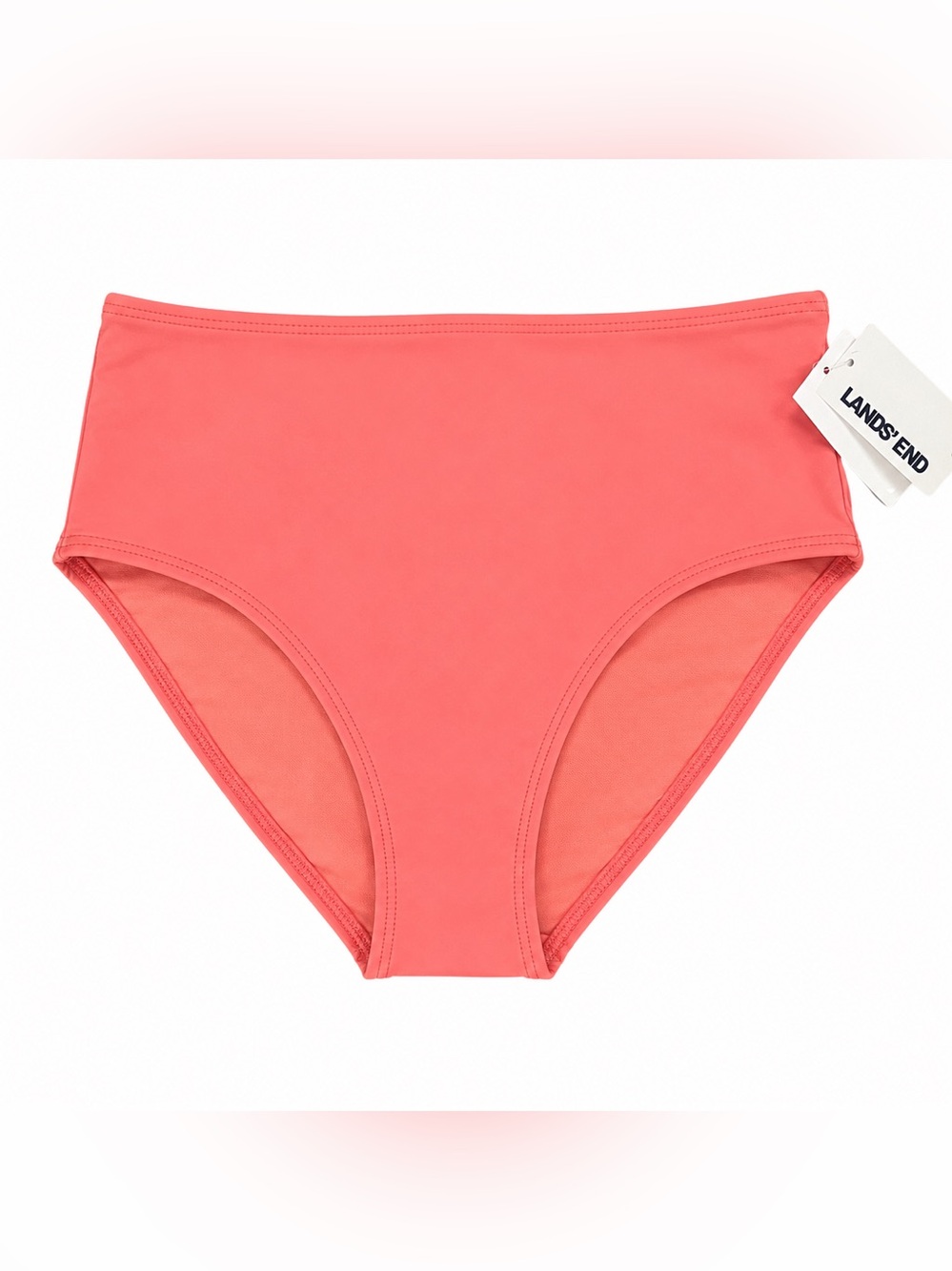 Lands End Womens UPF 50 Swim Bottoms Small High Waist Tummy Control Salmon Coral